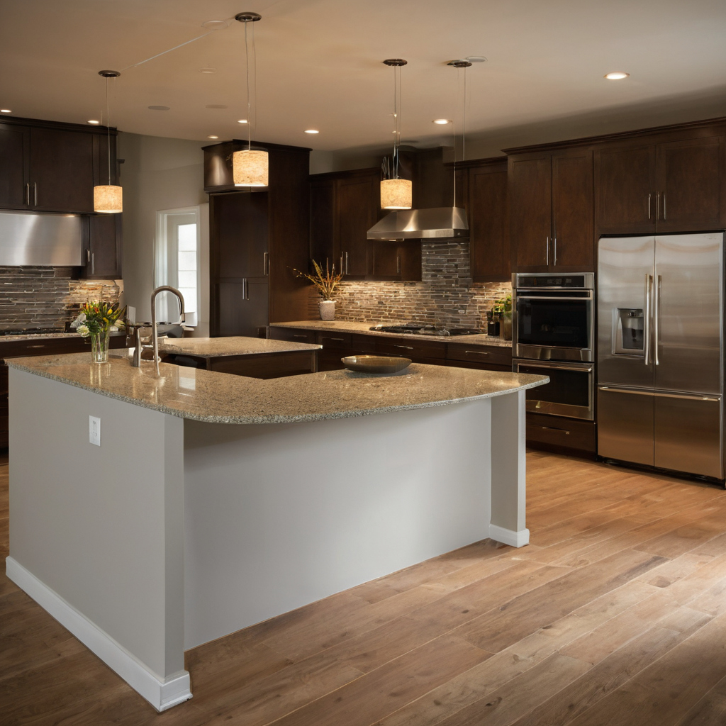 The kitchen price must separate infrastructure from cabinets and finishes shown in a luxury residential interior